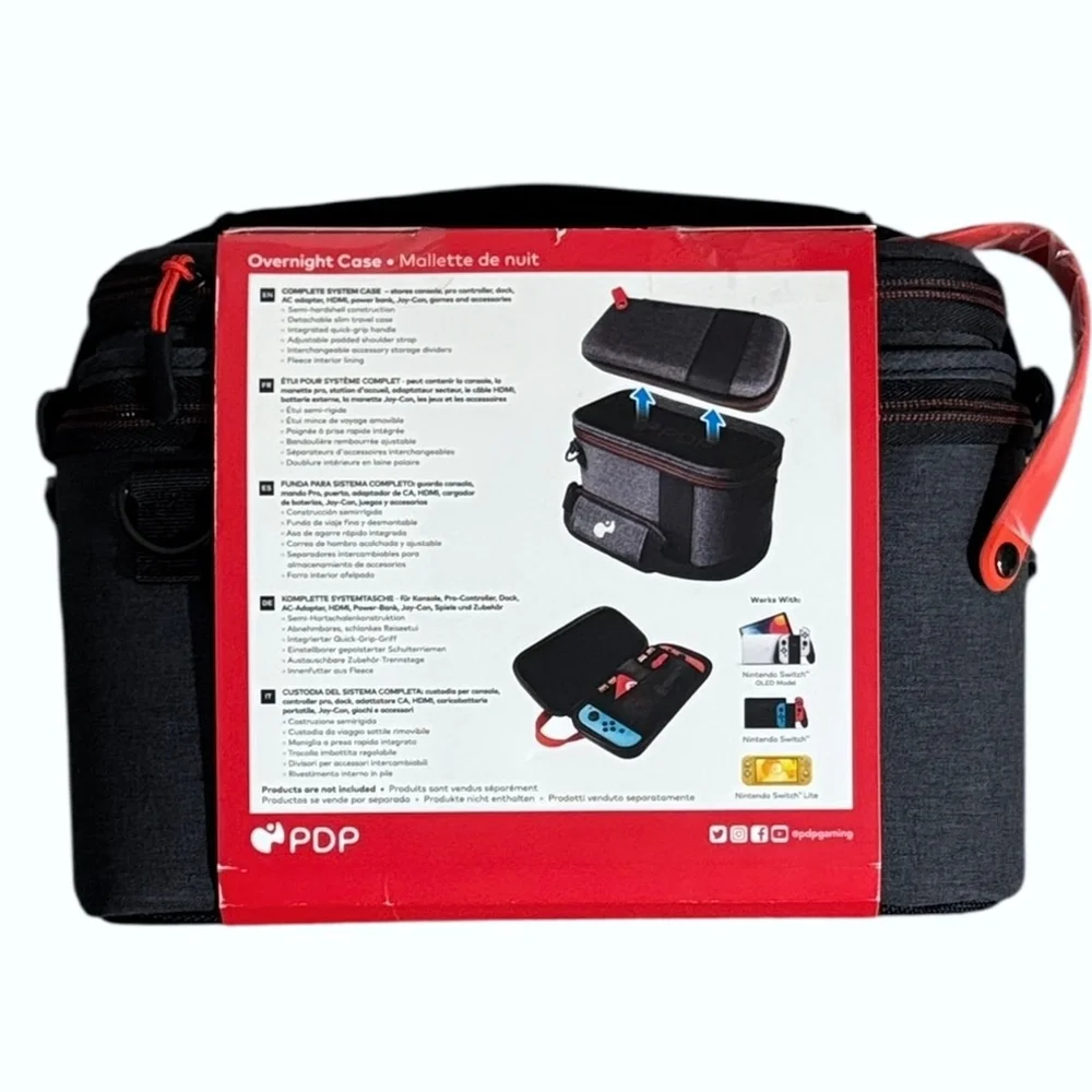 New Nintendo Switch PDP Overnight Case Gray Travel Bag